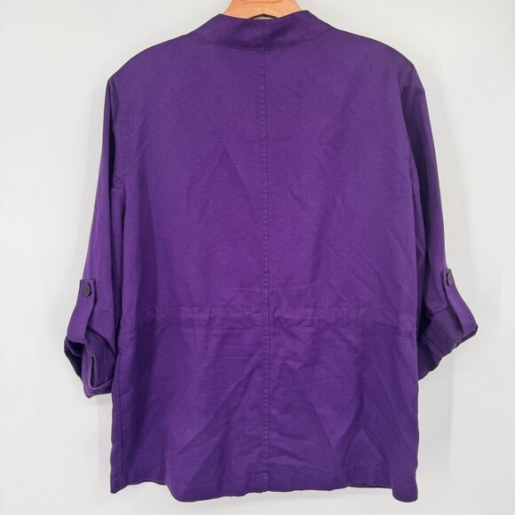 Chicos 2 Womens Purple  Jacket Drawstring Waist 3/4 Roll-Tab Sleeves Size large - Picture 10 of 10